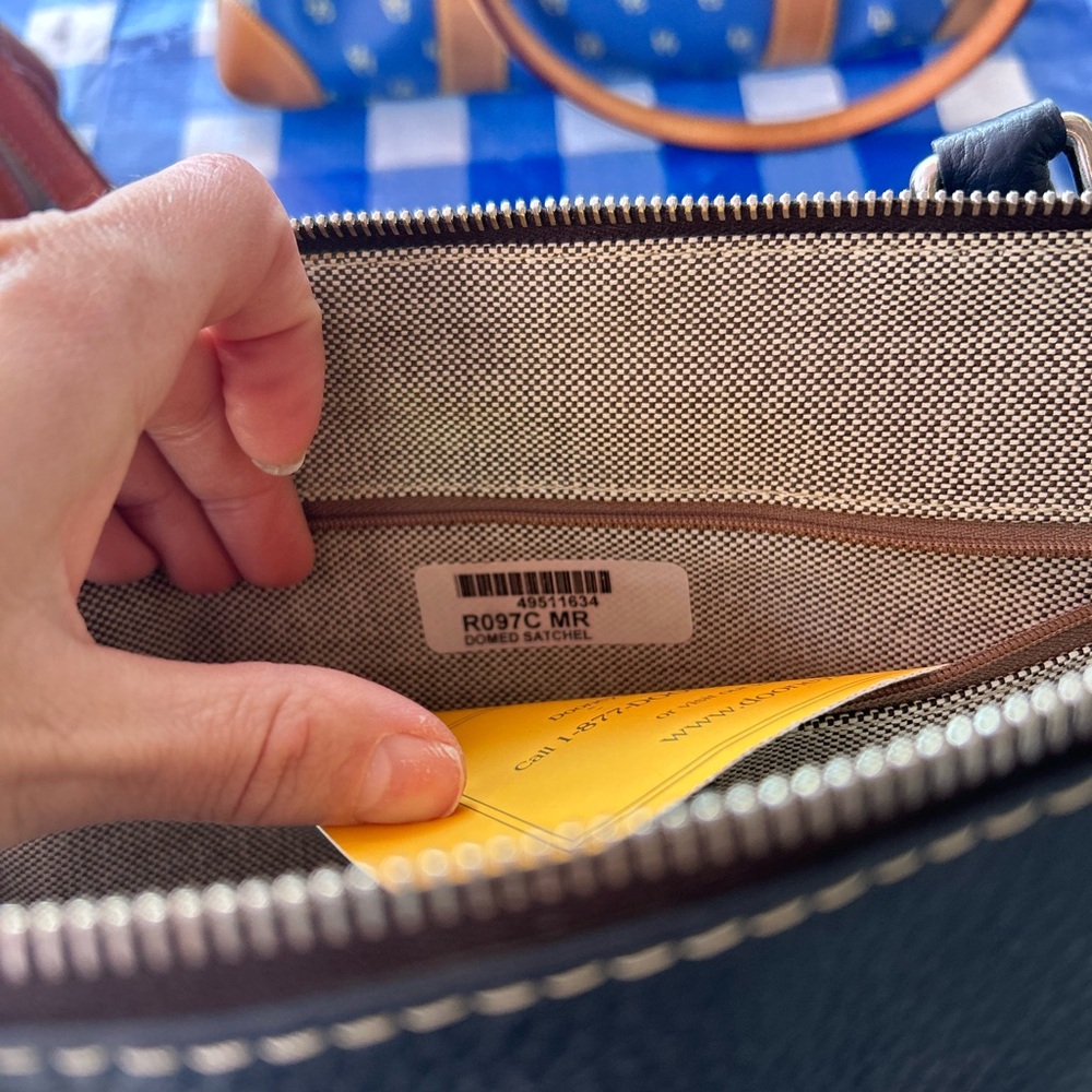 Dooney & Bourke Navy Leather Satchel - Picture 2 of 5